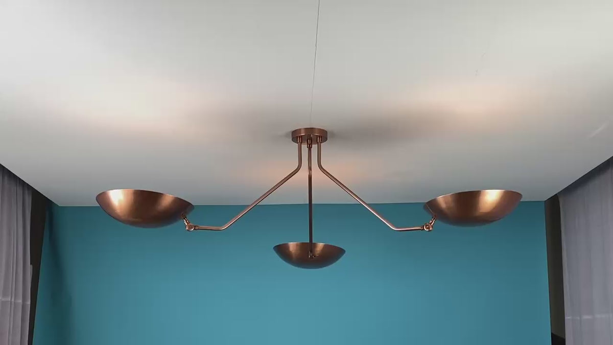 Modern 3-Light Brass Flushmount Chandelier – Minimalist Bowl Shade Ceiling Light by Brass Leaf Studio 33107