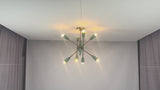 Mint Green 7-Light Sputnik Chandelier – Solid Brass Semi Flush Ceiling Light - Model 33293