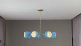 Handmade Modern Brass Chandelier with Blue Bowl Shades | Customizable Sizes & Finishes by Brass Leaf Studio 32497