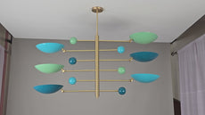 Brass Leaf Studio Industrial Brass Made, 6 Lights Curved Pendant Ceiling Lamp Mid Century Modern Raw Brass Chandelier 50