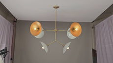 Brass Leaf Studio Industrial Brass Made, 6 Lights Brass Ceiling Light Mid Century Modern Pendant Lamp 42