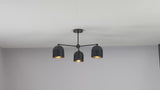 Modern Black Brass 3-Light Dome Shade Chandelier – Industrial Flushmount Ceiling Light by Brass Leaf Studio 33124
