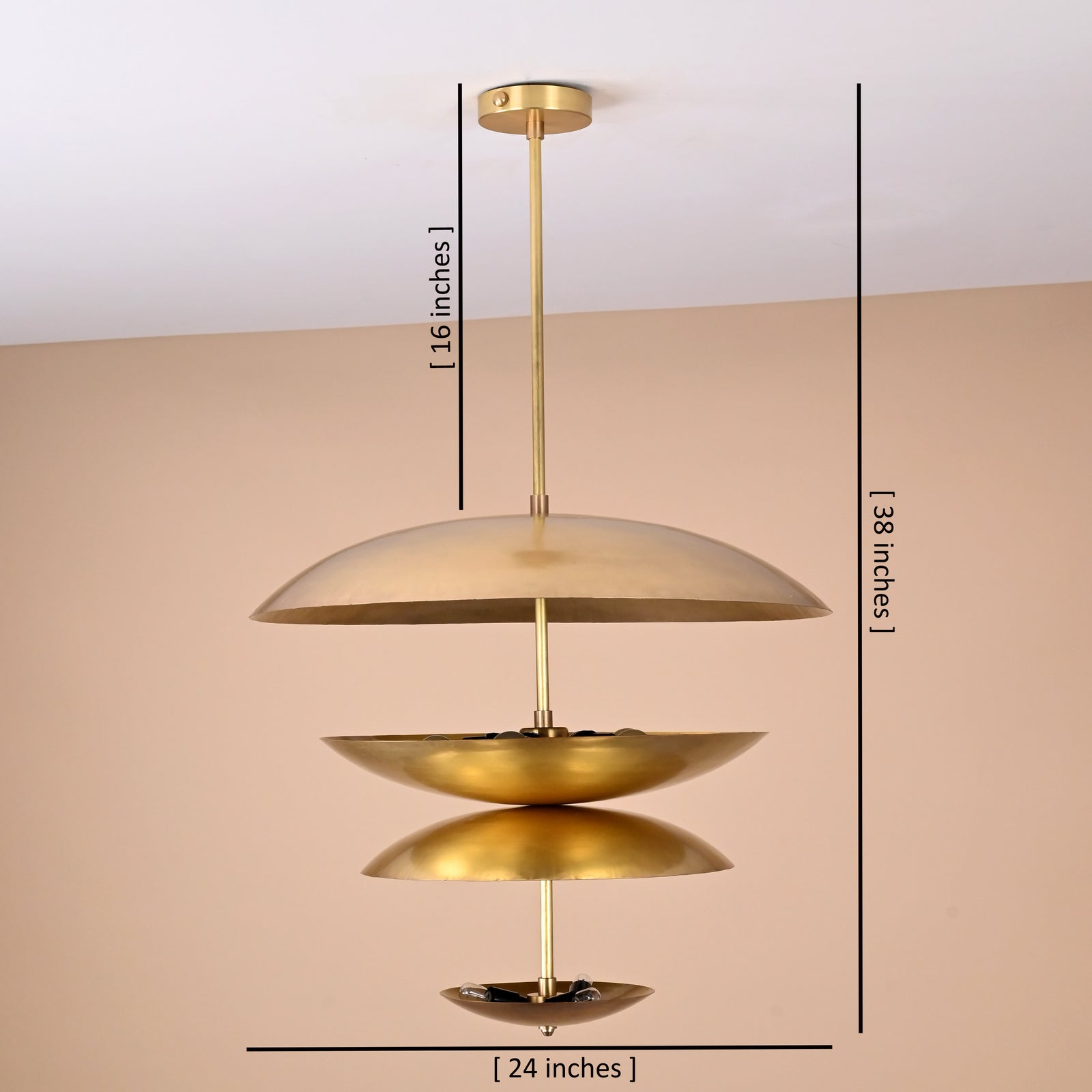 Size guide for 8 Lights Raw Brass Disc Ceiling Light Fountain – Handcrafted Layered Brass Pendant by Brass Leaf Studio 32438