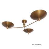 Raw brass matte finish 3-light flushmount ceiling light with handcrafted minimalist bowl design