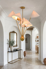 Santorini 5 light chandelier showing approximately 32 inch width and 32 inch overall height
