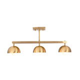 Semi flush mount dome light on white background showing clean horizontal frame and three shade layout