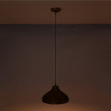 Single dome copper ceiling pendant with wide shallow shade and handcrafted-style surface texture