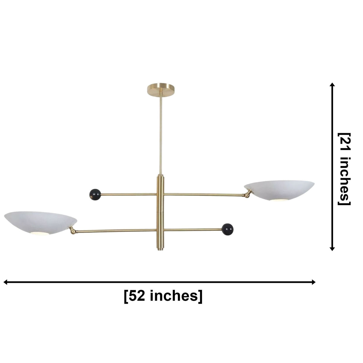 Sloane Double Disc Balance Chandelier dimensions showing 52 inch width and 21 inch height