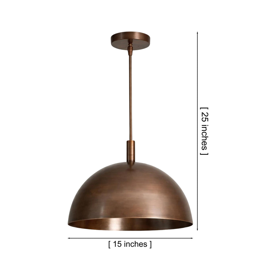 Sutton Modern Dome Pendant Light installed above a modern wooden dining table in a warm contemporary dining room – Model 33202.