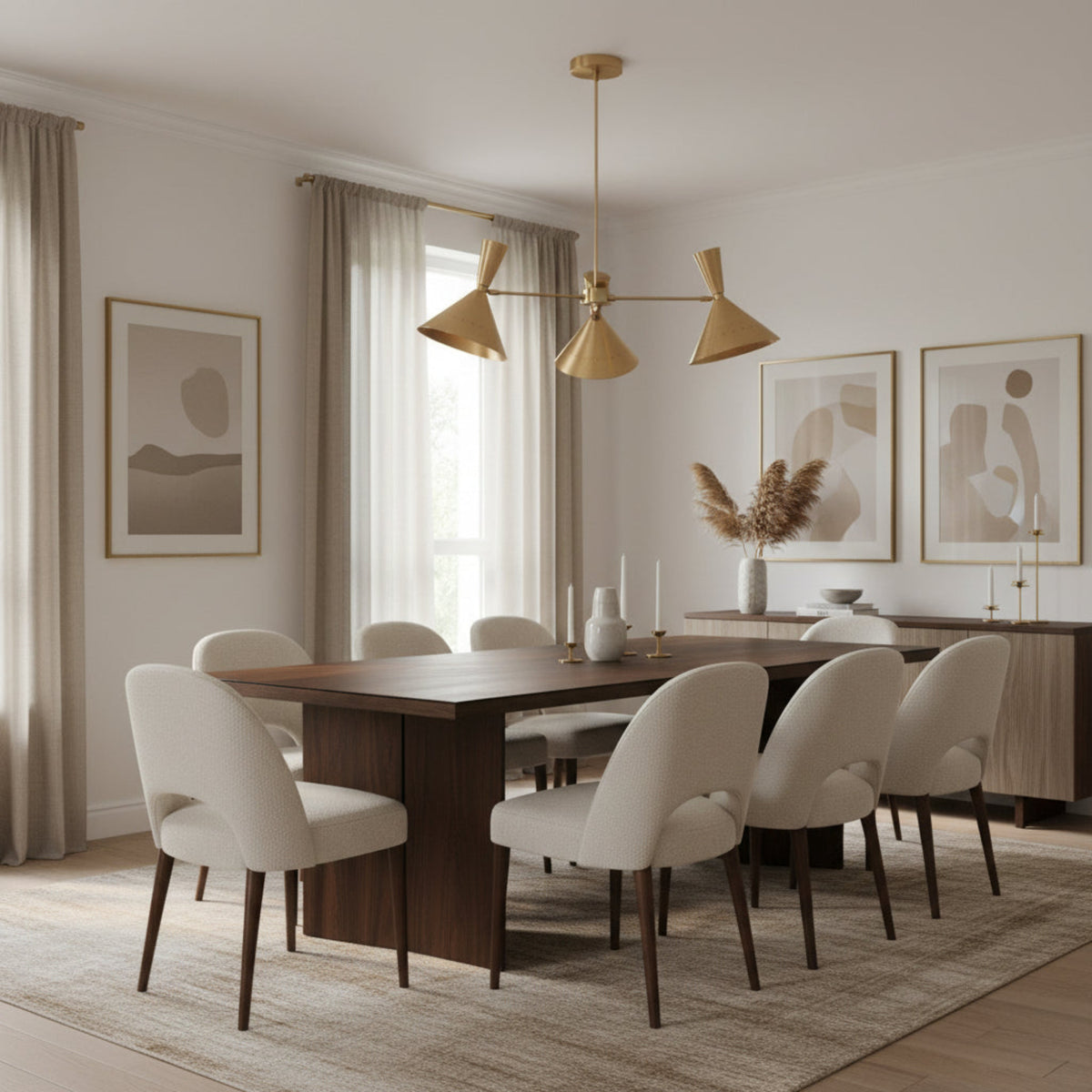 Sutton Perforated Cone Chandelier 3 Light in brass finish front view – Model 62007