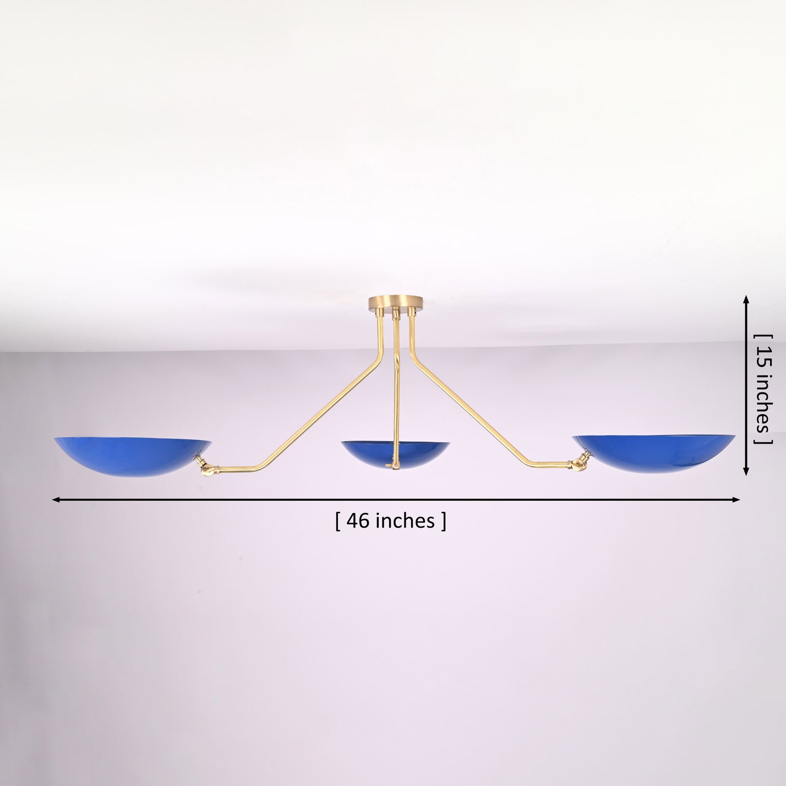 Size guide for Paris Discus  - Flush Mount Uplifting Brass Chandelier - 3 Lights - 33148