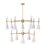 Two-tier chandelier dimension view showing 43 inch width and 49 inch height for product size reference