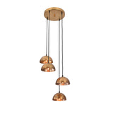 Verona Cascade Dome Multi Pendant Chandelier 4 Light Model 33243 front view with illuminated handcrafted brass dome shades.