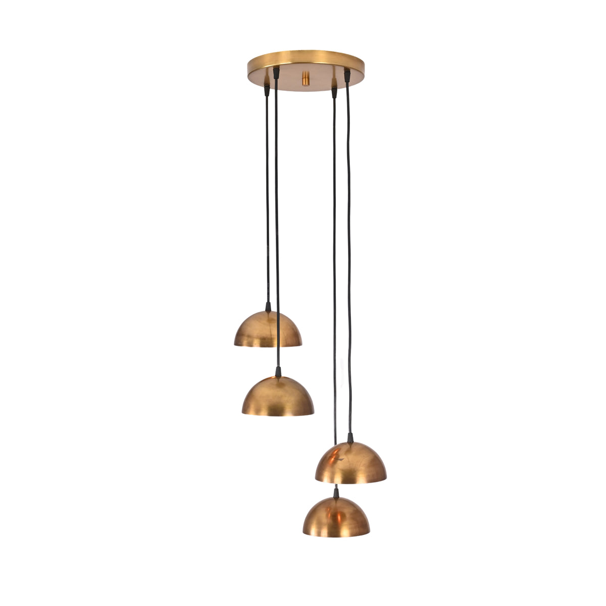 Verona Cascade Dome Multi Pendant Chandelier 4 Light Model 33243 front view featuring handcrafted brass dome shades and adjustable cord suspension.