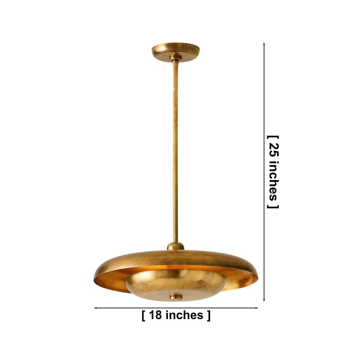 Verona Modern Dish Pendant Chandelier 18 Inch with product dimensions and adjustable suspension rod