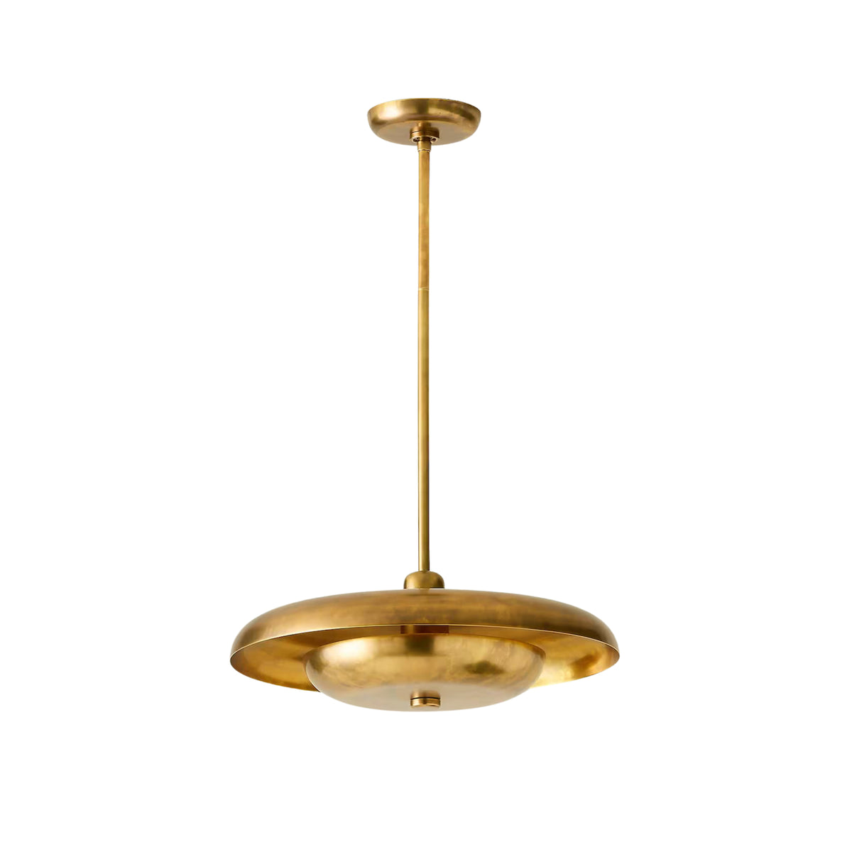 Verona Modern Dish Pendant Chandelier in antique brass finish front view with layered dish shade