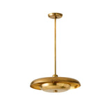 Verona Modern Dish Pendant Chandelier in antique brass finish front view with layered dish shade