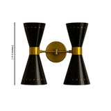 Verona 4 light perforated double cone wall sconce dimensions showing 11.5 inch overall height – Model 32793