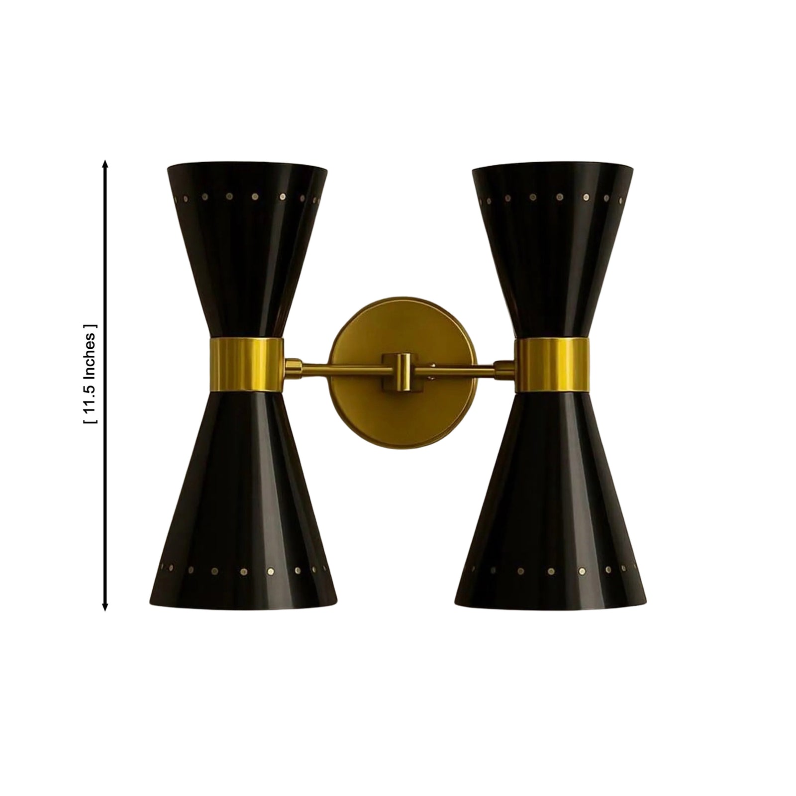 Size guide for Verona Perforated Double Cone Wall Sconce – 4 Light – 11.5 Inch – Model 32793