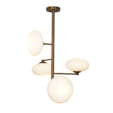 Verona 4 Light Sculptural Globe Chandelier with asymmetric opal glass shades – angled view – Model 33167
