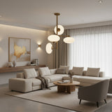 Verona Sculptural Globe Chandelier 4 Light with opal glass shades – front view – Model 33167