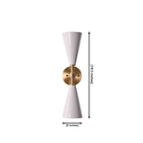 Double cone wall sconce dimension view showing 18.5 inch height and 5 inch shade width